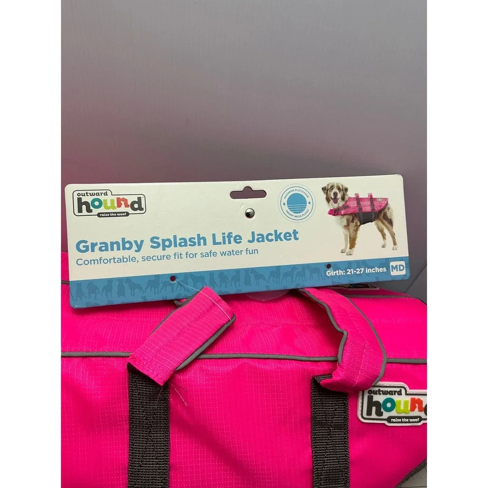 Outward Hound Granby Splash Pink Dog Life Jacket Medium Reflective Ripstop NEW